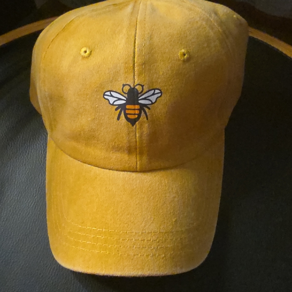 Yellow Bee Embroidered Baseball Cap. Very Light Weight, Great For SUMMER